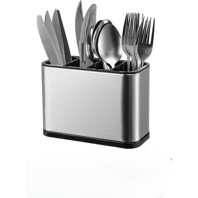 Rangement à ustensiles, porte-ustensiles de cuisine pour comptoir, chariot en acier inoxydable, range-tout à 4 compartiments, porte-ustensiles