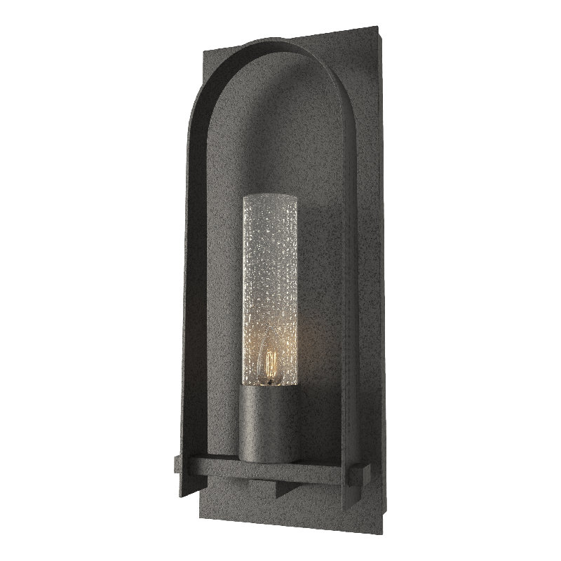 Triomphe Aluminum Wall Light, Seeded Clear, 27.2" H x 10.7" W x 5.2" D, Natural Iron