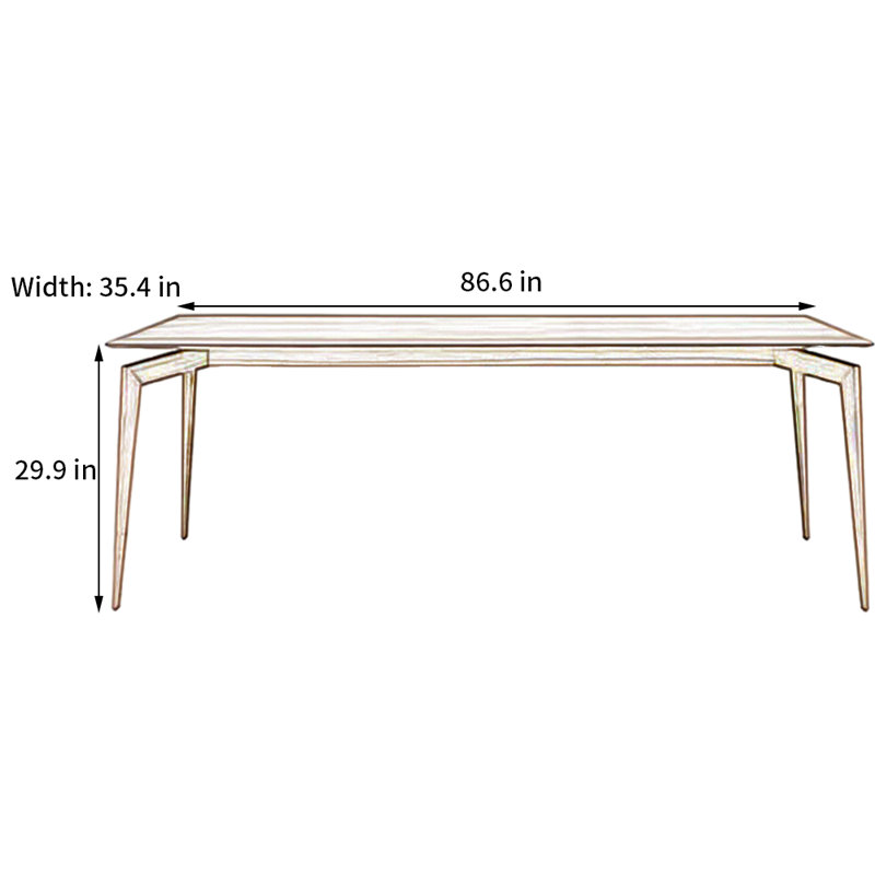 Ensemble de table de salle à manger rectangulaire en noyer, H 29,9 po x L 86,6 po x l 35,4 po