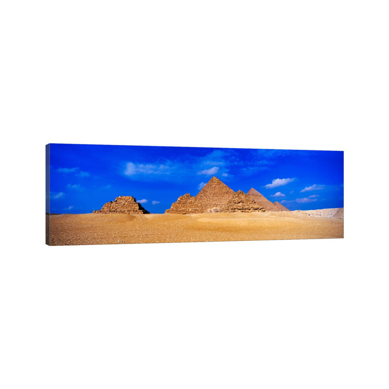 Great Pyramids & Pyramids Of Queens, Giza Pyramid Complex, Giza, Egypt by Panoramic Images - Wrapped Canvas Panoramic Print