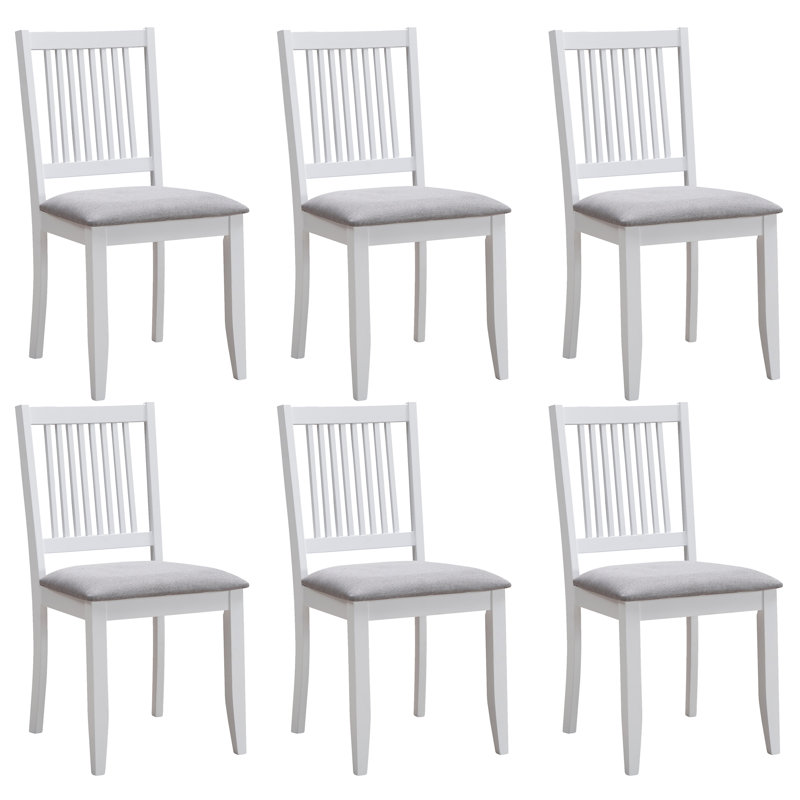 Chaise d'appoint à dossier à lattes Weldon (ensemble de 6), Blanc