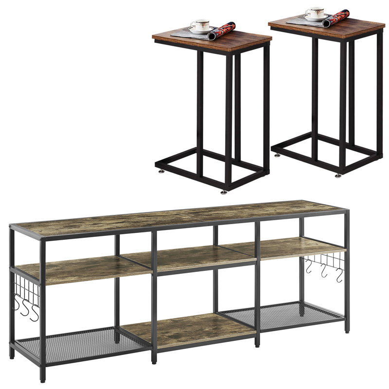 Ensemble de tables basses 3 pièces Racavan, Brun
