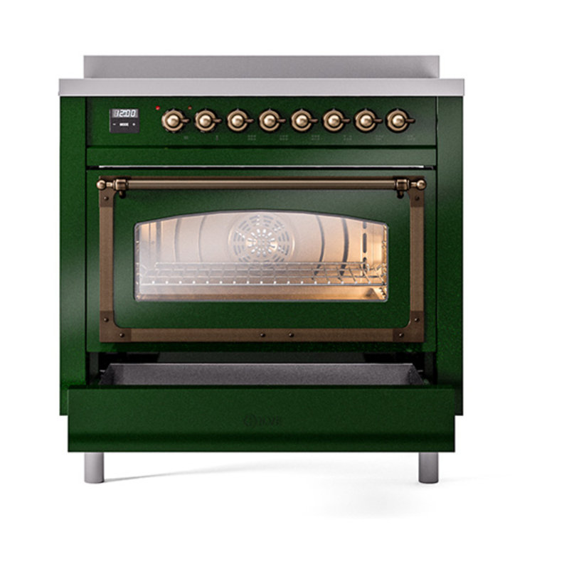 ILVE Nostalgie II Noblesse 36 in Induction Range, Emerald Green/Bronze