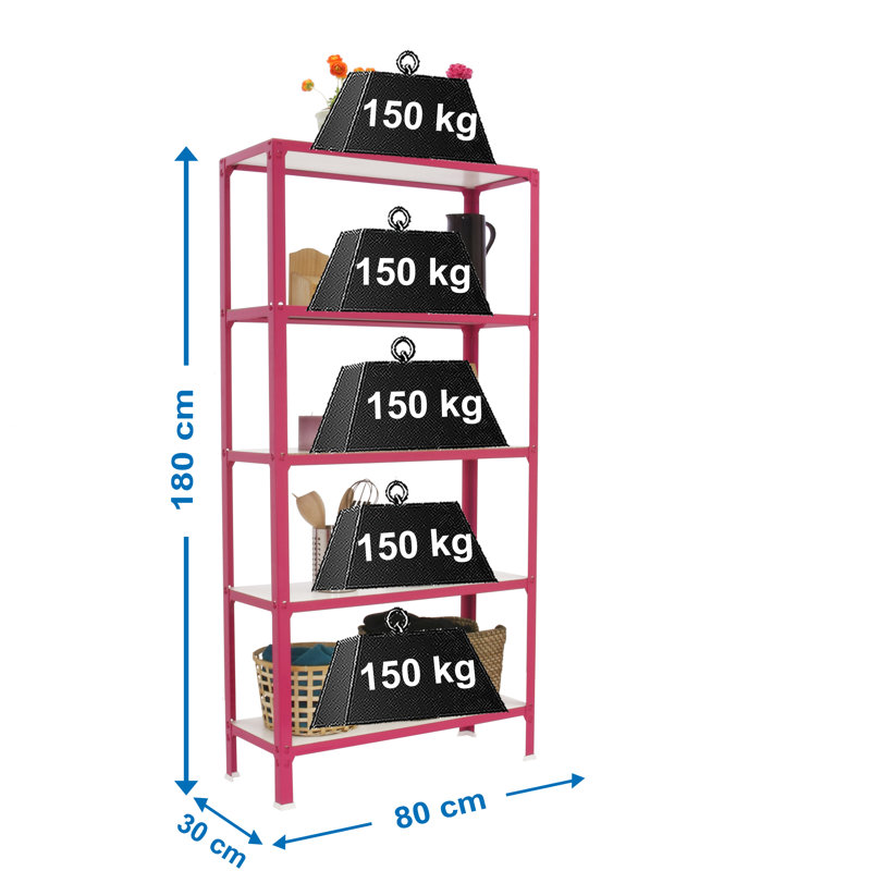 80cm W Steel Shelving Unit, Rose