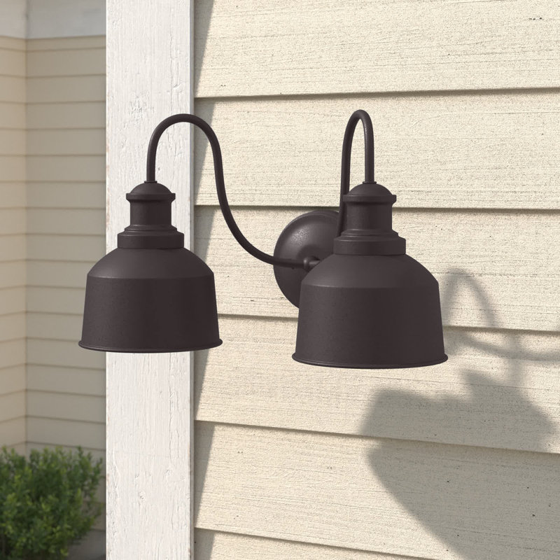 Luminaire de grange d'extérieur 2 lumières 9,5 po, Bronze huilé