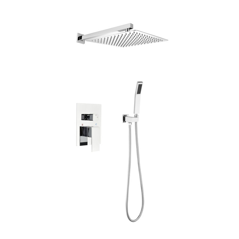White Brass Bathroom Shower System - Luxury Rainfall Faucet With Wall Mounted Design And Easy Clean Head Installation