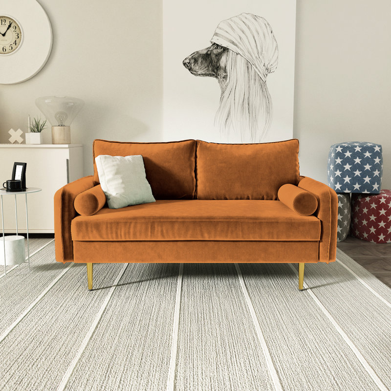 Bombalier 57.9'' Velvet Loveseat, Ginger