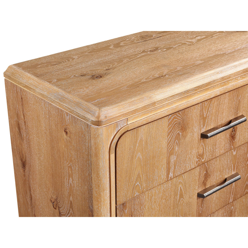 Mobilier de chambre à coucher en bois naturel avec commode à 6 tiroirs 1Pc
