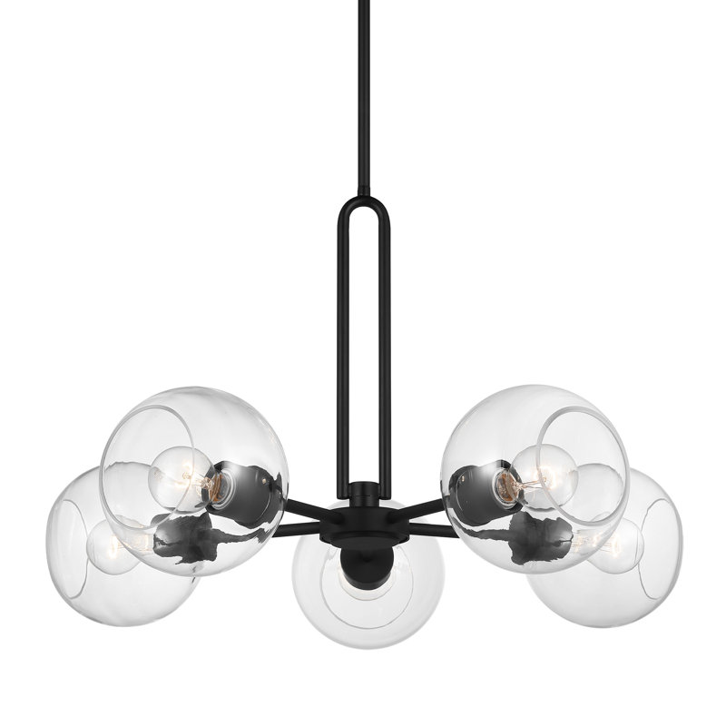 Talia 5 - Light Dimmable Sputnik Chandelier, Midnight Black, 17.38" H x 26" W x 26" D