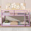 Lit mezzanine simple au-dessus d'un lit simple en bois massif et en bois d'hévéa massif avec échelle, plateforme supérieure et inférieure, avec lattes renforcées, rose-357865098-357865103