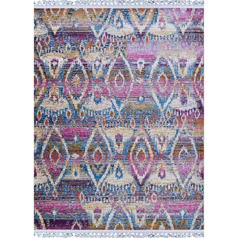 Tapis rose Marlana Ikat, Rectangle 5 pi 3 po x 7 pi 10 po