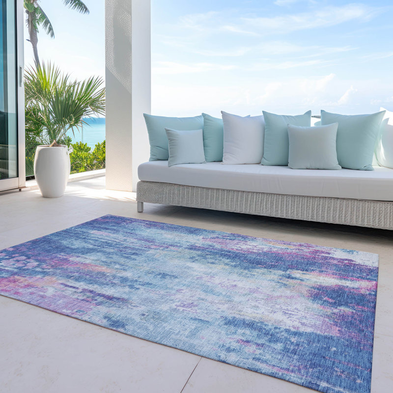 Tapis intérieur / extérieur bleu Verentha, 9 pi x 12 pi