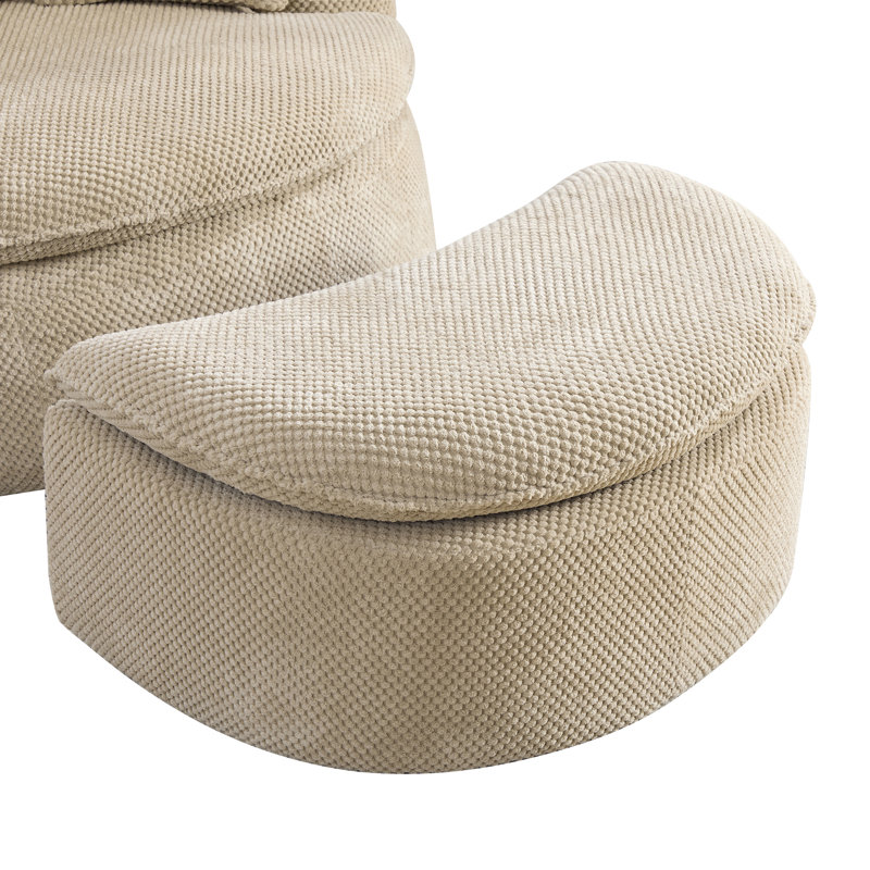 Repose-pieds de 34 po avec repose-pieds moderne en forme de lune, Taupe