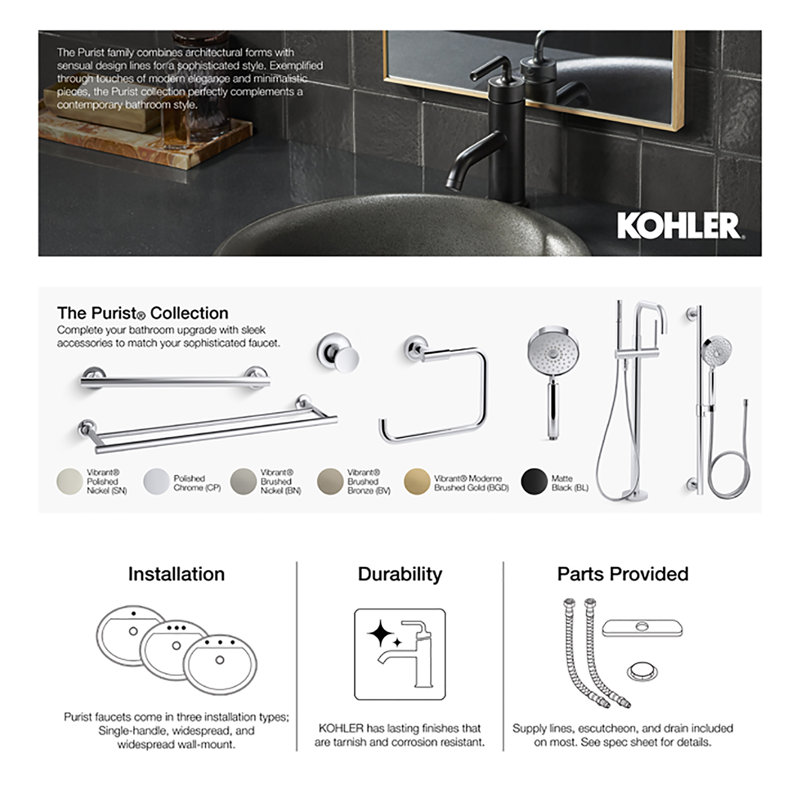 Purist® Showerarm and Flange, Polished Chrome