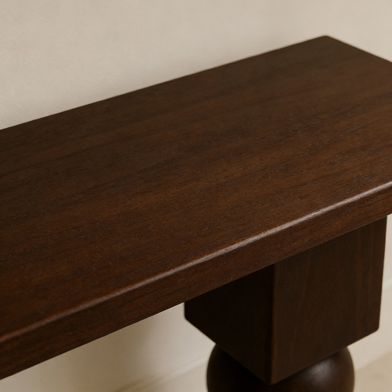 Modern simple style rectangular console table, 33.5" H x 63" W x 11.8" D, Dark Brown