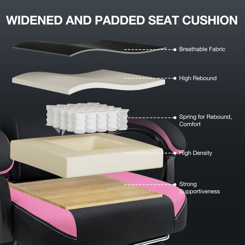 Fauteuil inclinable et ergonomique inclinable en tissu et jeu de course avec haut-parleurs Bluetooth et coussin lombaire à vibration