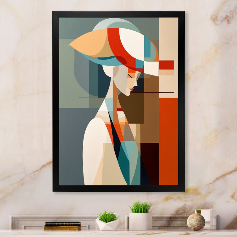 Femme, art déco IV, impression sur toile, H 40 po x l 30 po x P 1,5 po, Cadre photo noir