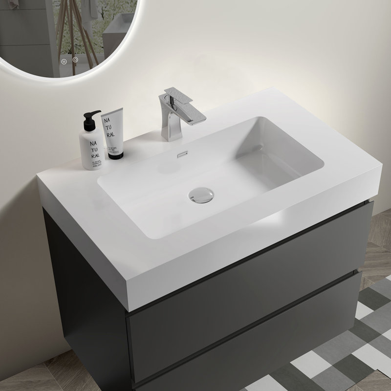 Meuble-lavabo pour salle de bain moderne, Gris