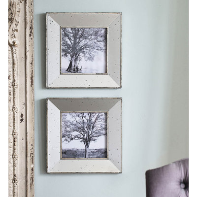 Cadre photo rétro de 15 po x 15 po rétro argenté: Miroir avec mouchetures pour art et image