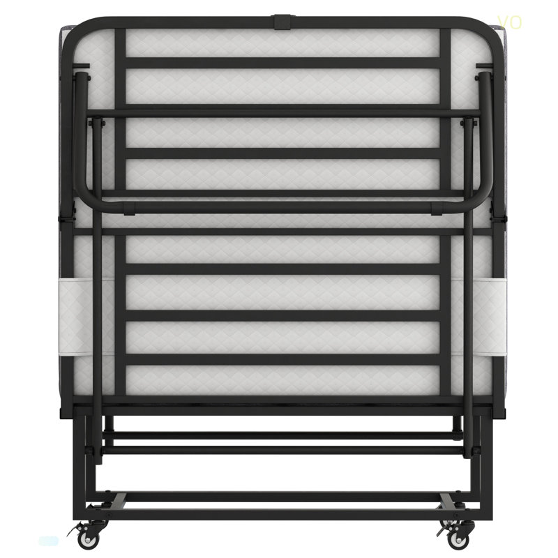 FoldingBed With Mattress 75" X 38" Rollaway GuestBed Portable FoldableBed For Adults With 5" Memory Foam Mattress Space-Saving All Metal Steel Pipe Frame Slatted Pipe Style