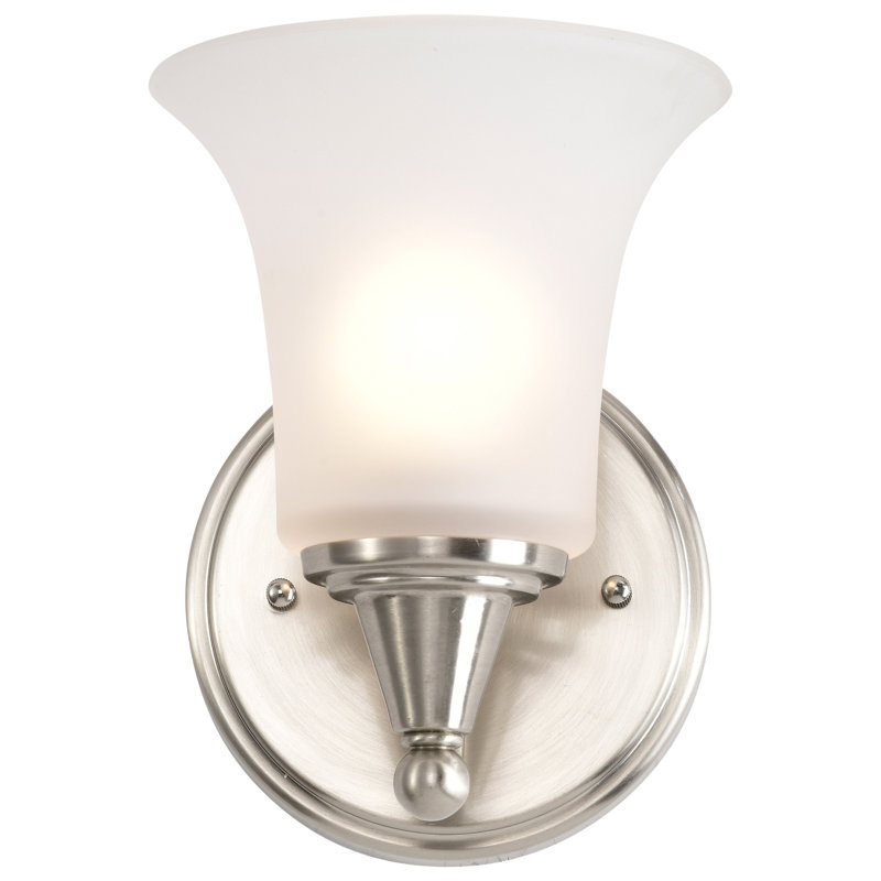 Steel Armed Sconce, Brushed Nickel / Frosted