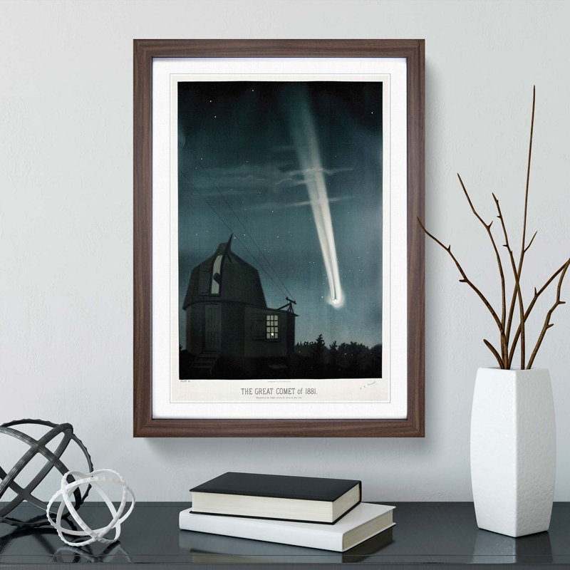 Great Comet of 1881 by E. L. Trouvelot - Framed Print, 48cm H x 36cm W x 2cm D, Walnut Framed