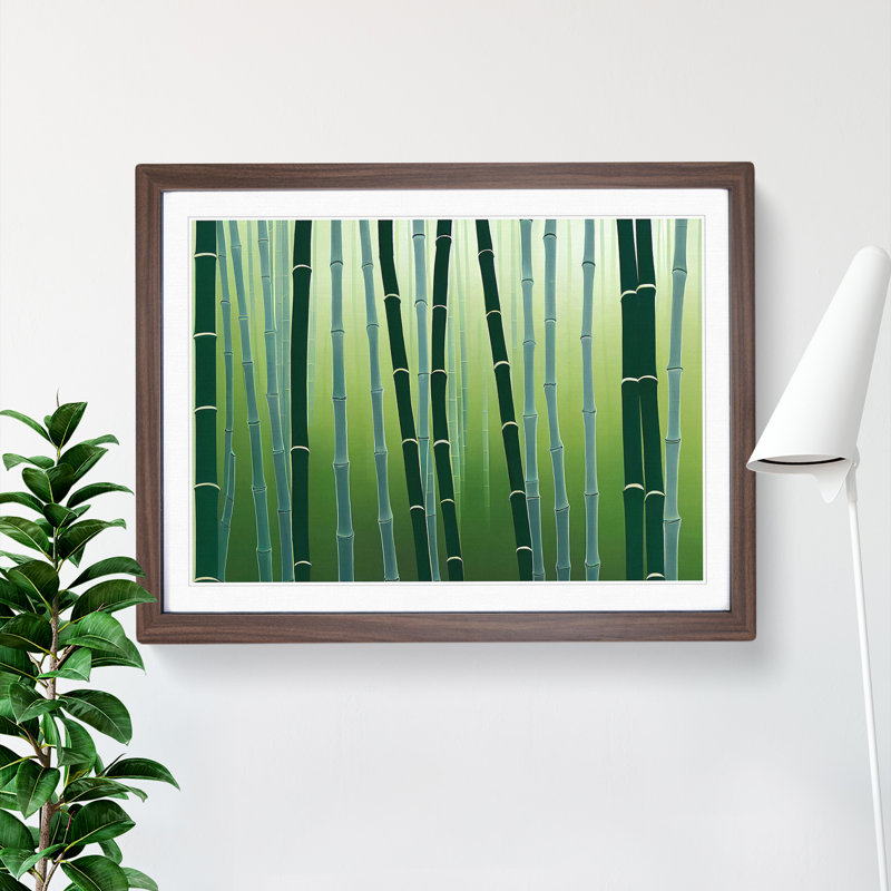Inquisitive Bamboo Forest - Single Picture Frame Print, 46cm H x 64cm W x 2cm D, Walnut