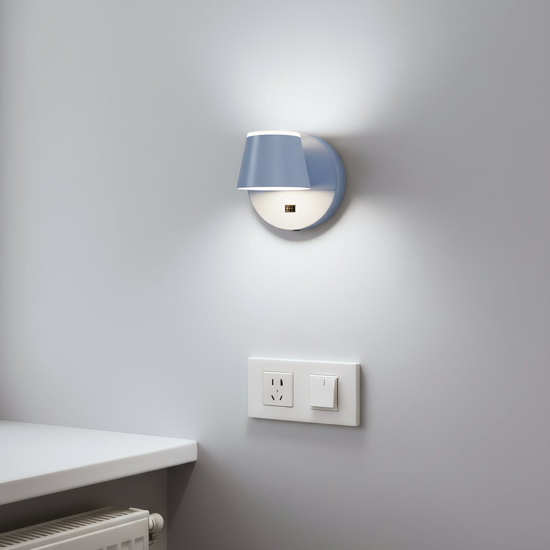 360° Rotation Led Rechargeable Battery Operated Wall Sconce With Remote, Blue