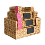 Nesting Basket For Storage, Storage Basket Bathroom Shelfs With Chalkboard Maker, Chalkboard Label, Rectangular Woven Basket For Organizing Pantry Shelves, Snack Storage Basket By Size