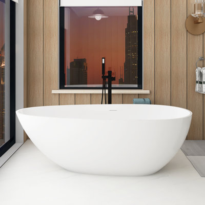 Baignoire de trempage autoportante 59 po en blanc mat 59 po