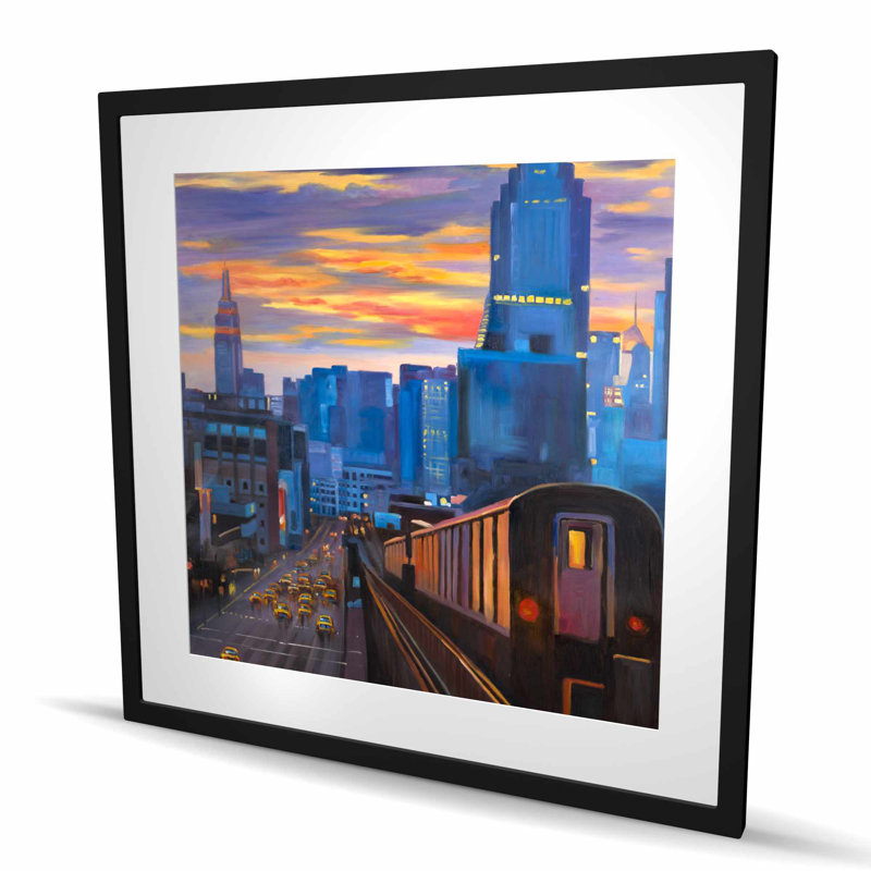 «Subway in New York City», reproduction encadrée orange contemporaine