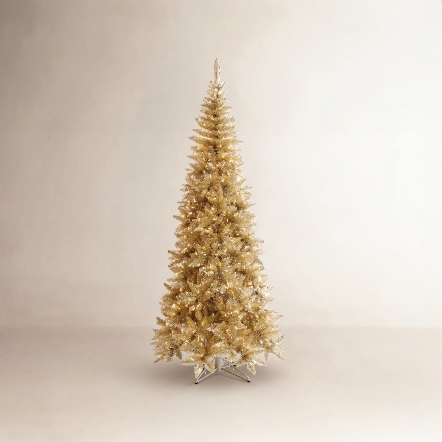 Champagne Tinsel Fir Pre-Lit Christmas Tree, 6.5' H, Warm White LED