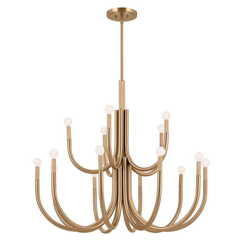 Lustre à niveaux 15 lumières Ashyla, Bronze champagne