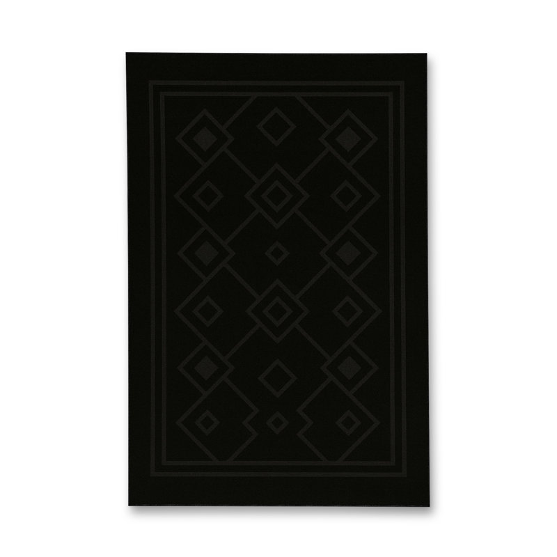 Tapis noir tissé à motif géométrique lavable Mosso, 2'6" x 4'11"