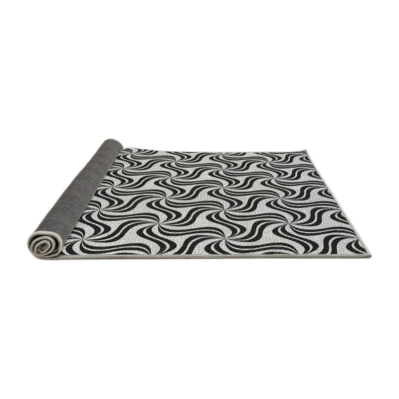 Tapis noir/blanc à motifs, Rond 7 pi