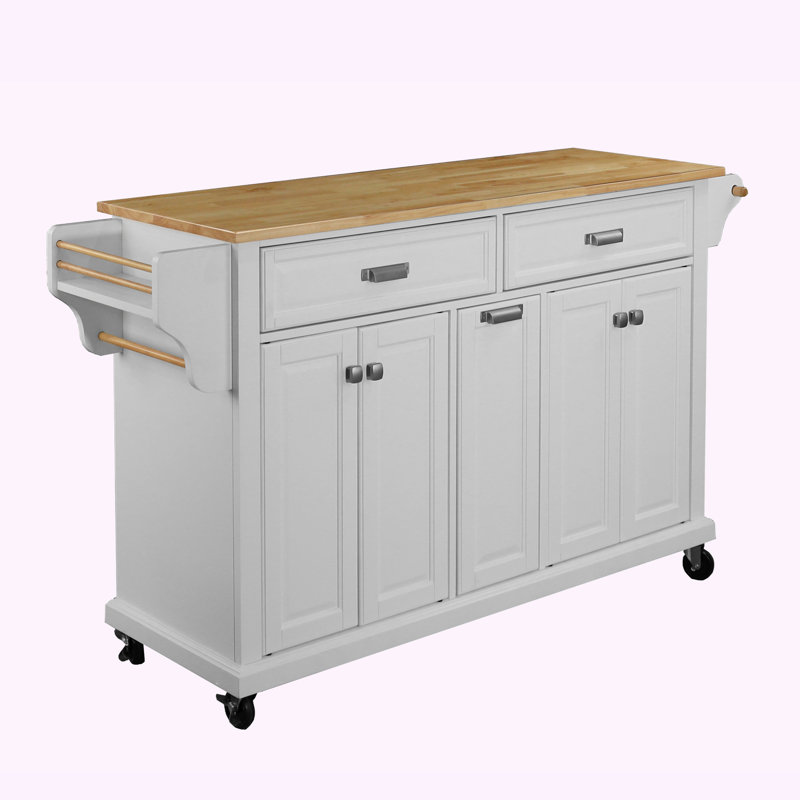 Jonah Solid Wood Top Kitchen Island, White