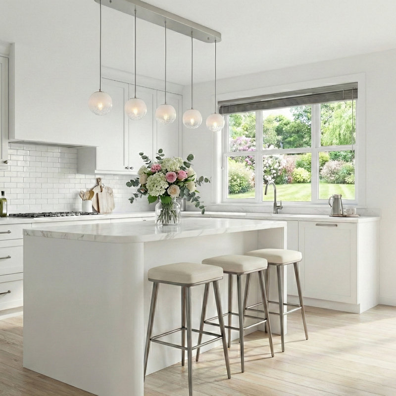 Moonlight 5-Light Linear Pendant - Satin Nickel