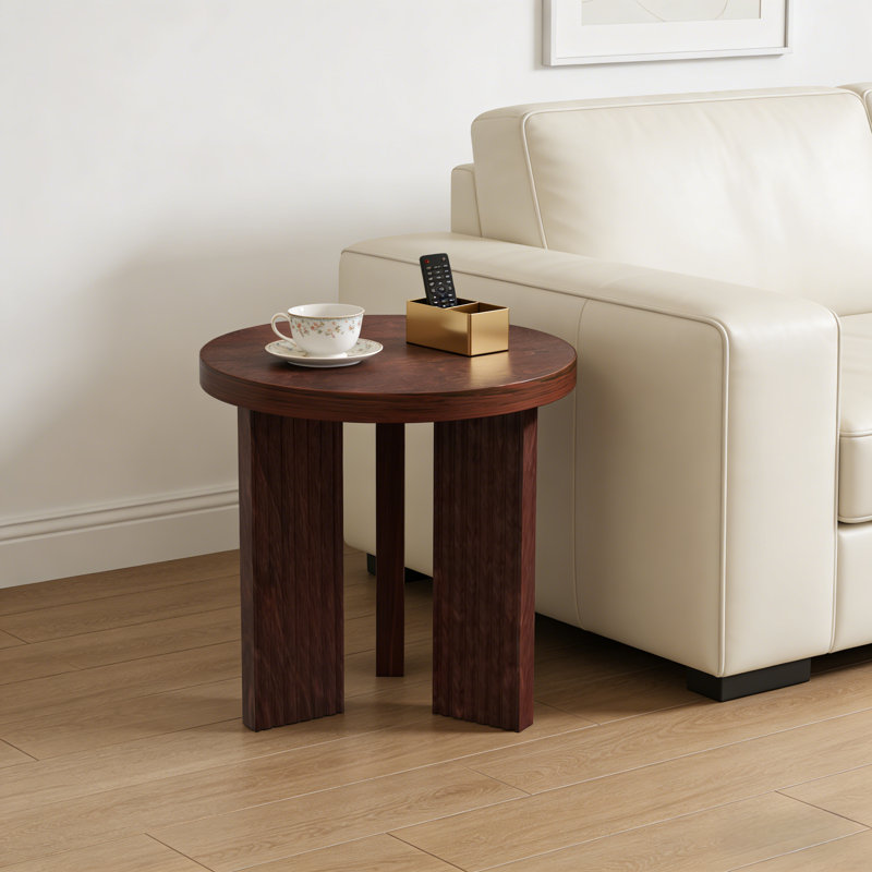 Table de bout ronde Mid-Century, Rouge