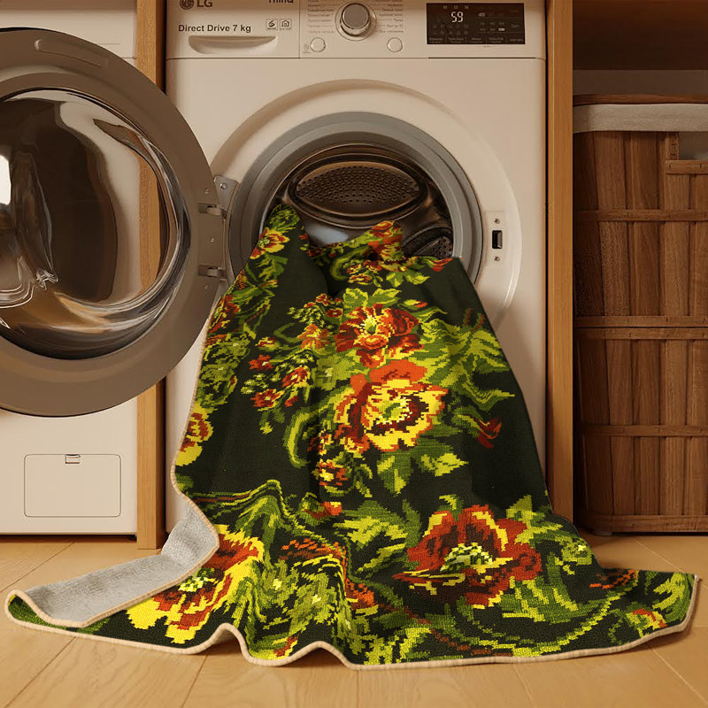 Mechele Washable Oriental Indoor Rug, Rectangle 7' x 10'