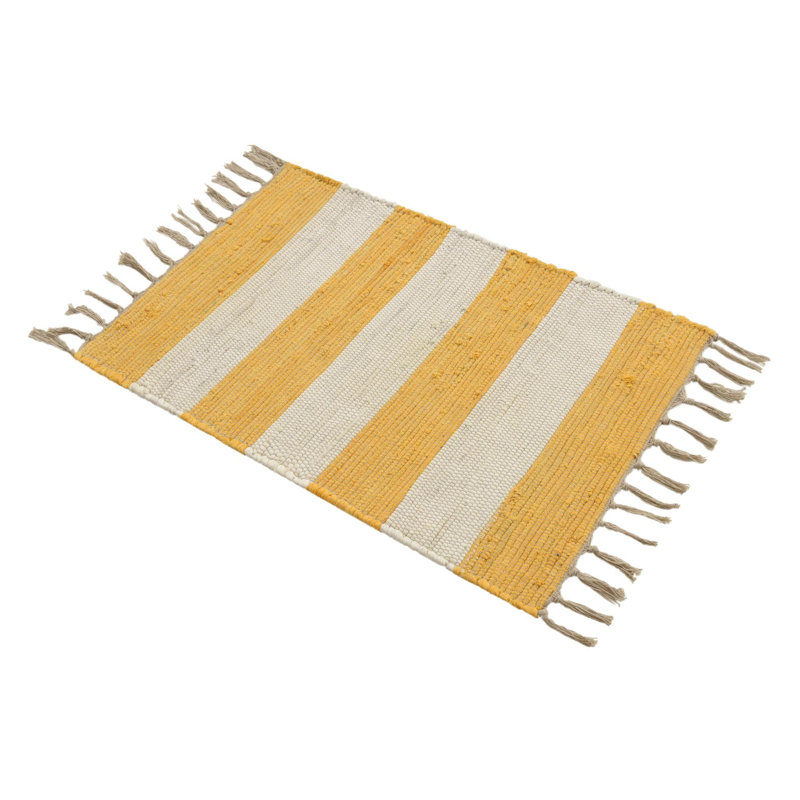 Abishanth Cotton Striped Indoor Rug, Rectangle 7'10" x 10'