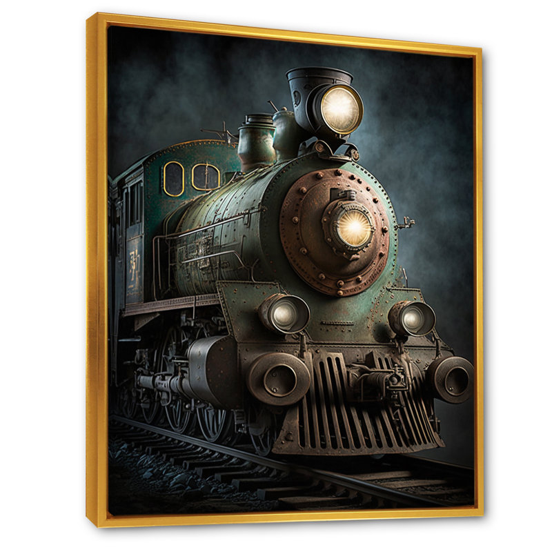 Train, art mural, reproduction de transport sur rail - Rythme du train III, H 32 po x l 24 po, Cadre flottant doré