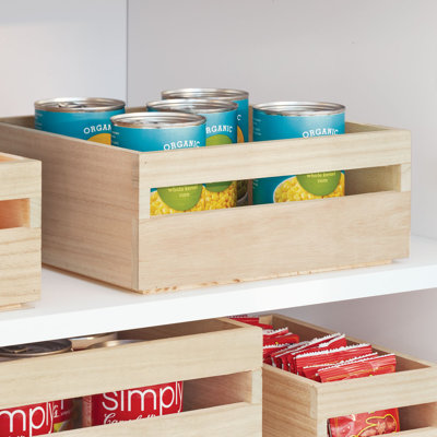 iDesign Renewable Wood Collection in Paulownia Wood Storage Bin with Handles