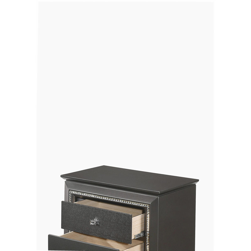 Kaitlyn Metallic Gray Finish Nightstand, Metallic Gray