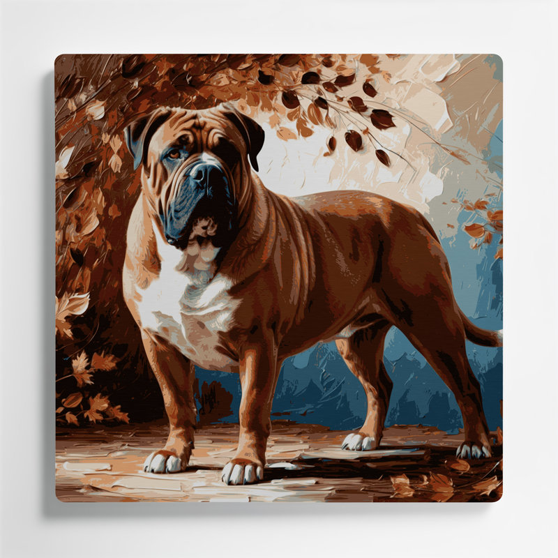 «Dogs Bullmastiff», art mural en métal noir, H 32 po x l 32 po