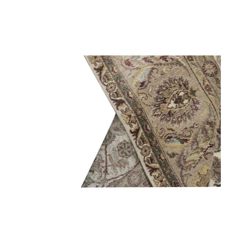 Tapis beige et brun noué à la main de haute qualité
