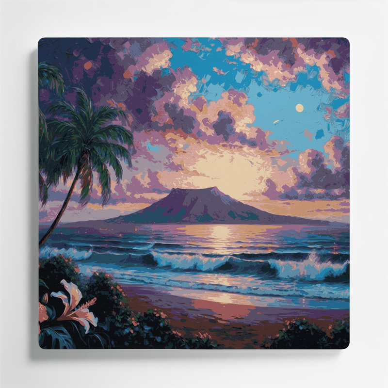 Cities Hawaii Grey Metal Wall Art, 8" H x 8" W