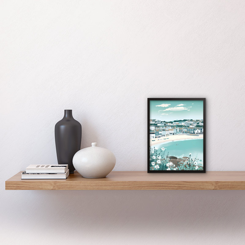 Cifuentes St Ives Bay Daisies Soft Pastel Coastal Cityscape - Single Picture Frame Print