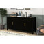 Armoire en bois avec portes ondulées, poignées en métal, pour la maison, motif de rangement décoratif en bois massif noir, entrée,