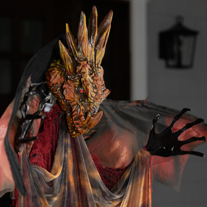 Lighted And Animated Standing Dragon Man With Sound Halloween Figure - 5.75'