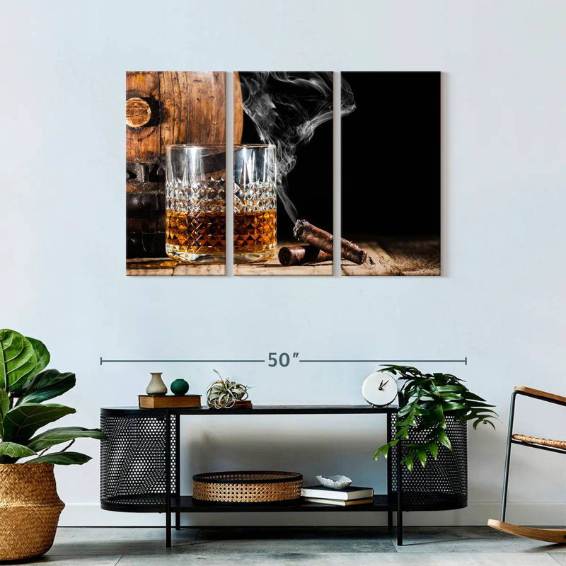 Bourbon tonneau et cigare 3 pièces, H 28 po x l 45 po x P 1,25 po